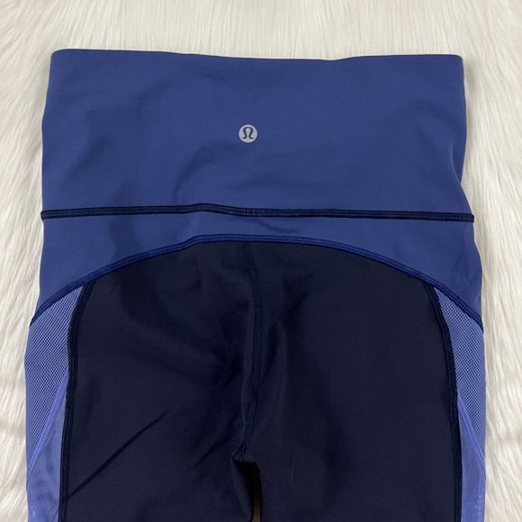 Lululemon Women's Size 6 Midnight Navy Gatsby Blue Colour Me Ombre Crop Leggings - Picture 7 of 8